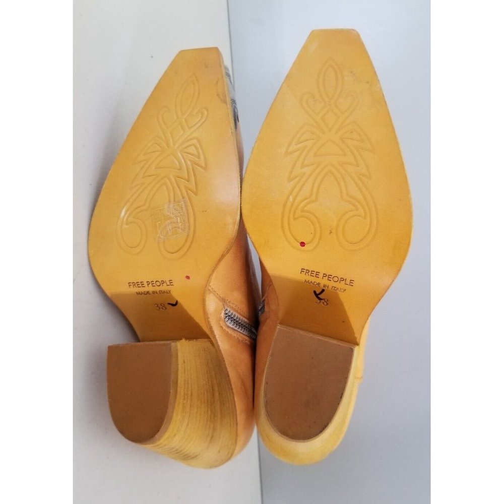 Free People Brayden Western Boots Cognac Yellow Leather Womens Size 38 - Picture 4 of 4